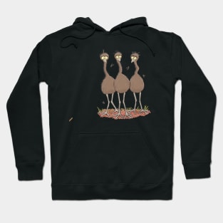 Funny Australian emu trio cartoon illustration Hoodie